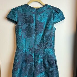Carmen Marc Valvo Jacquard Dress – Teal Blue – Size 4